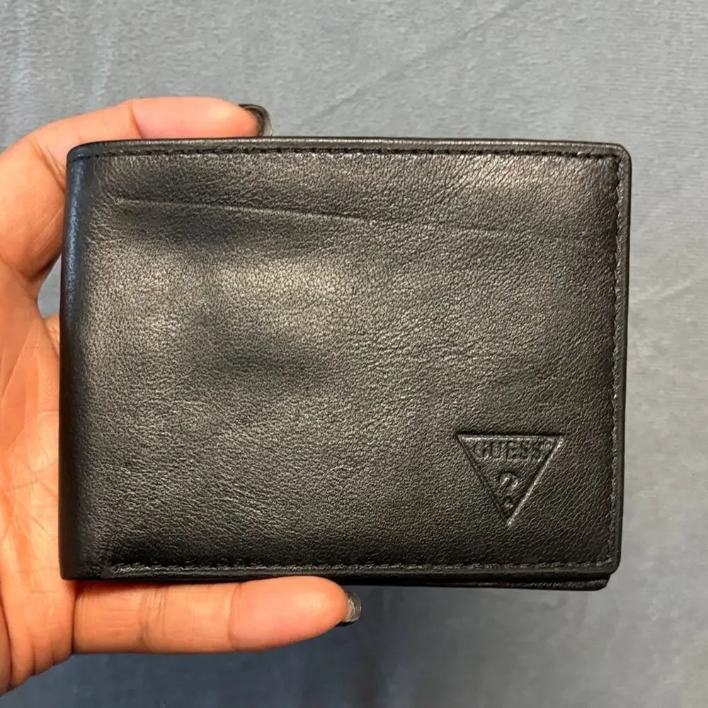 Guess Black Leather Wallet Men’s Card Holder Everyday Soft